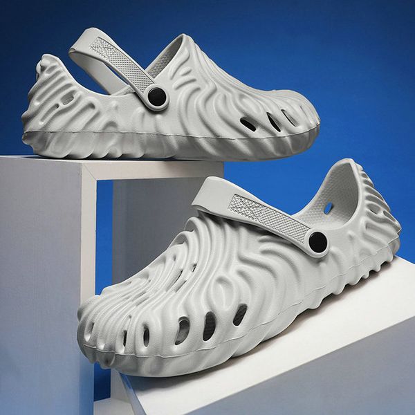 

slippers men's summer platform sandals men's non slip soft soled outdoor beach shoes large size hole shoes ha689-6, Black