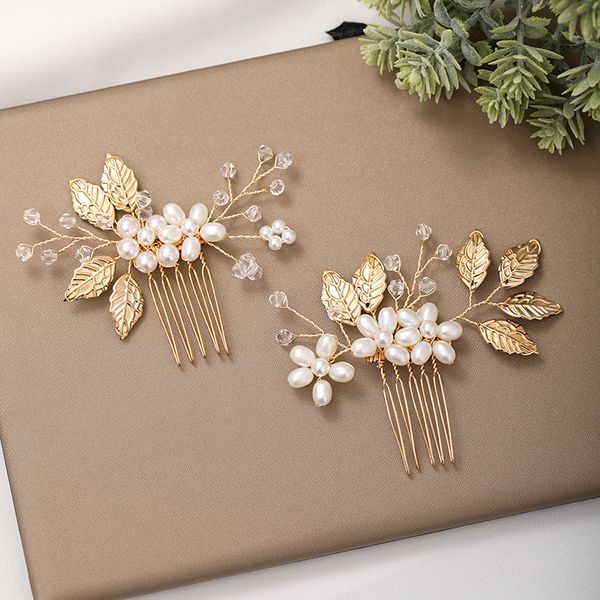 

fs-0038-a european and american alloy leaf hair clips, hand woven side headwear, dinner dress, curly hair styling accessories, Silver