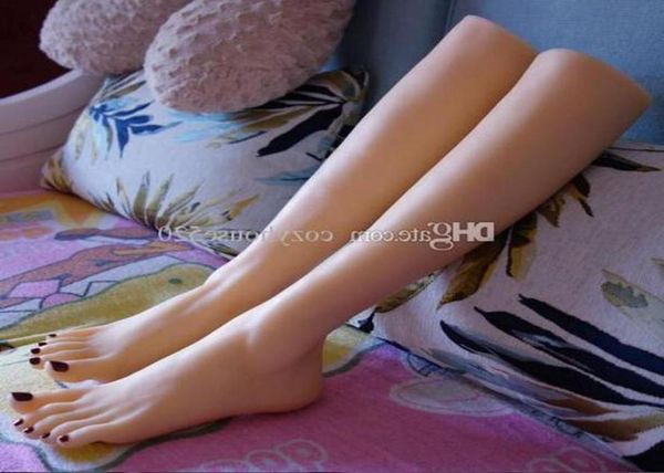 

40cm real female long doll foot mannequin blood vesse silicone pography silk stockings jewelry model soft s6426471, Khaki