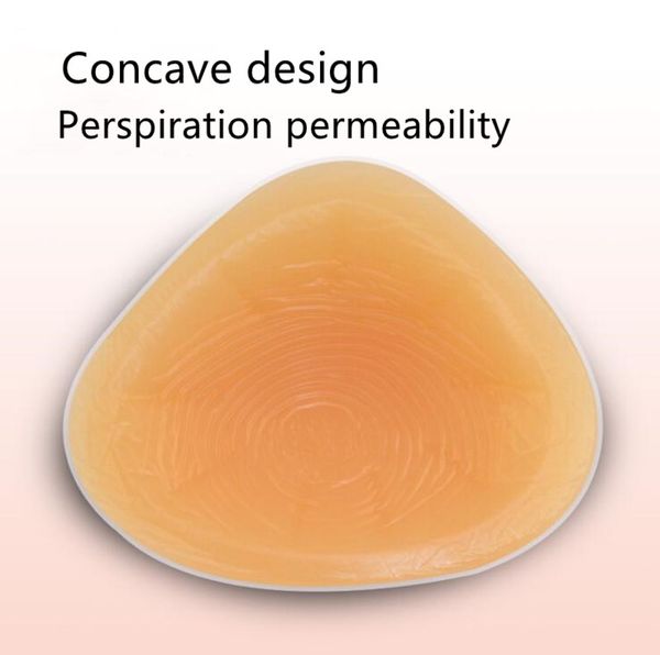 

costume accessories 1 pcs triangular concave bottom silicone fake breast prosthesis lift bra inserts drop crossdresser transvest, Silver