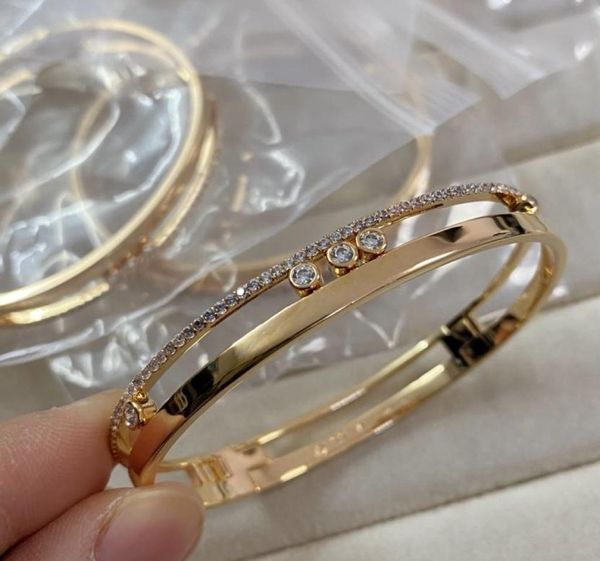 

brand moving jewelry bangle for women slide stone drop bracelet three move stones bangle activity zircon fashion accessories8884442, Black