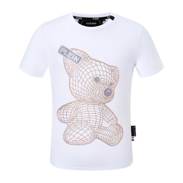 

plein bear t shirt mens designer tshirts brand clothing rhinestone pp skulls men t-shirt round neck ss skull hip hop tshirt tees 161276, White;black