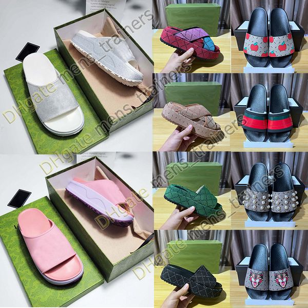 

fashion designer womens letter embroidery style slippers sandal sliders macaron thick bottoms non-slip soft bottom g luxury slipper women be, Black
