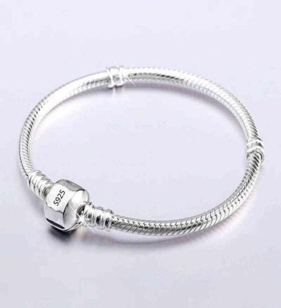 

never fade silver 925 chain charm bracelet with s925 fit diy beads charms women handmade christmas gift original jewelry6359813, Black