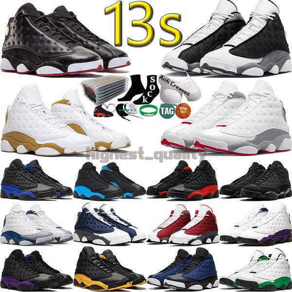 

13s men basketball shoes for women 13 black flint wheat wolf grey playoffs court purple french university blue bred houndstooth mens womens