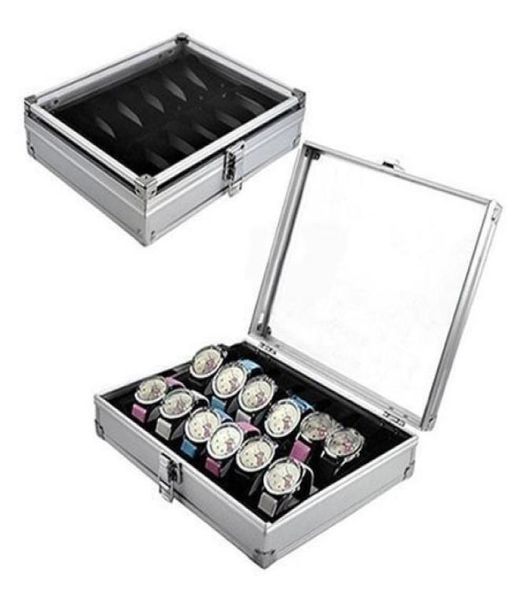

612 grid slots wrist watch box metal case display storage holder organizer watch case jewelry dispay watch box 220621856709, Black;white