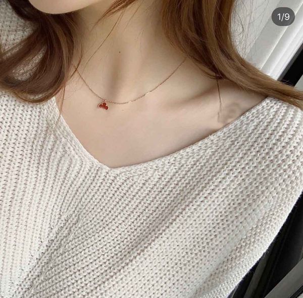 

luxury quality v gold material charm mini size pendant necklace with flower design and nautre shell malachite red agate have box stamp ps512, Silver