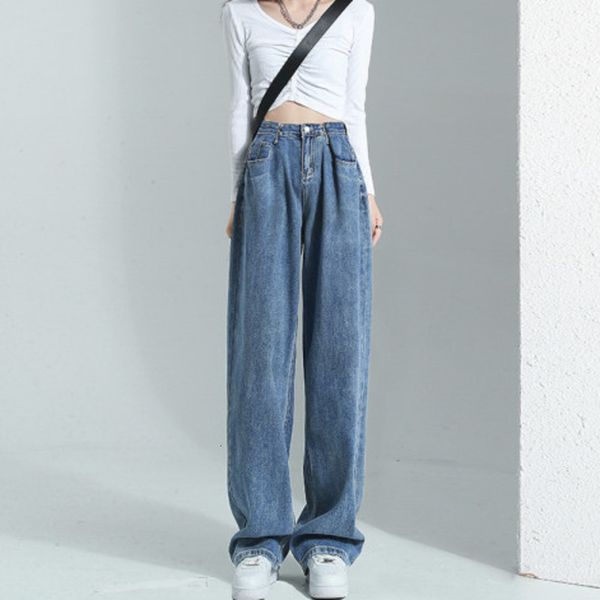 

women's pants s vintage baggy y2k high waist jeans woman streetwear korean denim clothing women straight leg fashion 230512, Black;white