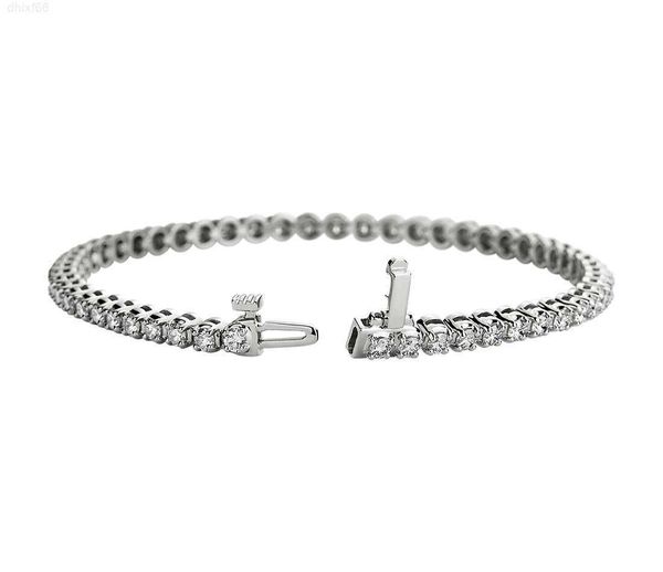 

10k 14k 18k 3mm gold moissanite chain custom charm love mens diamond gemstone tennis bracelet, Silver