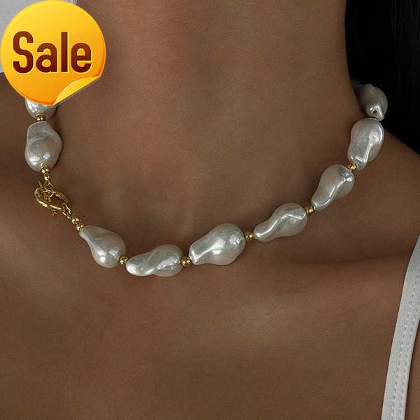 

colar feminino kolye pearl necklace jewelry statement necklace imitation baroque pearl necklaces for women, Silver