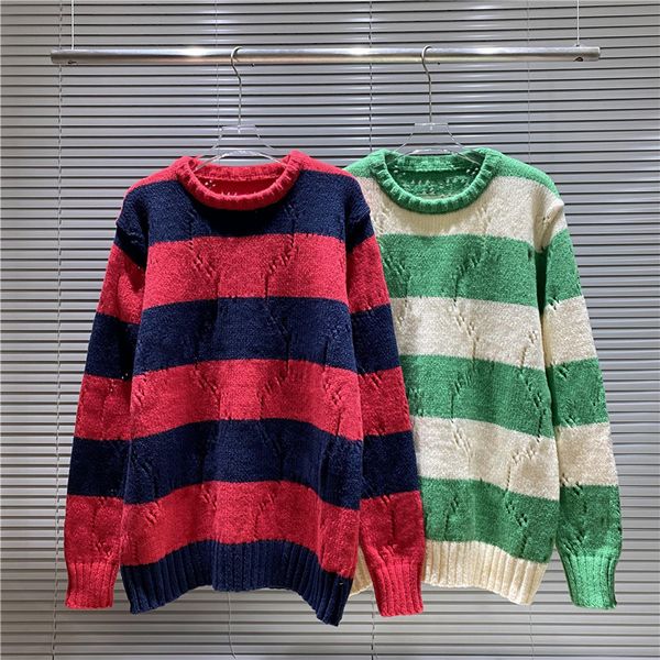 

2023 men designer hoodie sweater double letter hollow jacquard stripe splicing paris women red blue white green s-2xl, White;black