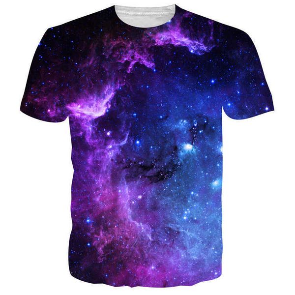 

sky summer 3d digital printing starry chart pullover short sleeve loose round neck casual men's t-shirt geca, White;black