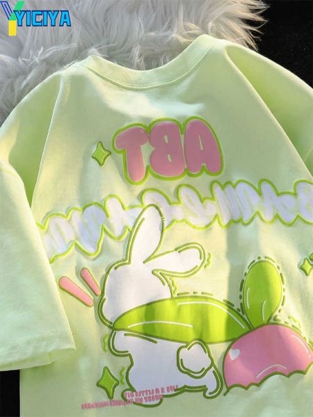 

yiciya women's tshirt deeptown kawaii rabbit print t shirt harajuku sweet gir female graphic cotton casual kpop tshirt cute tees summe, White