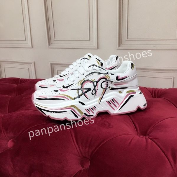 

fashion casual shoes womens mens designer leather lace-up sneakers fashion lady flat running letters shoes platform sneaker2023, Black