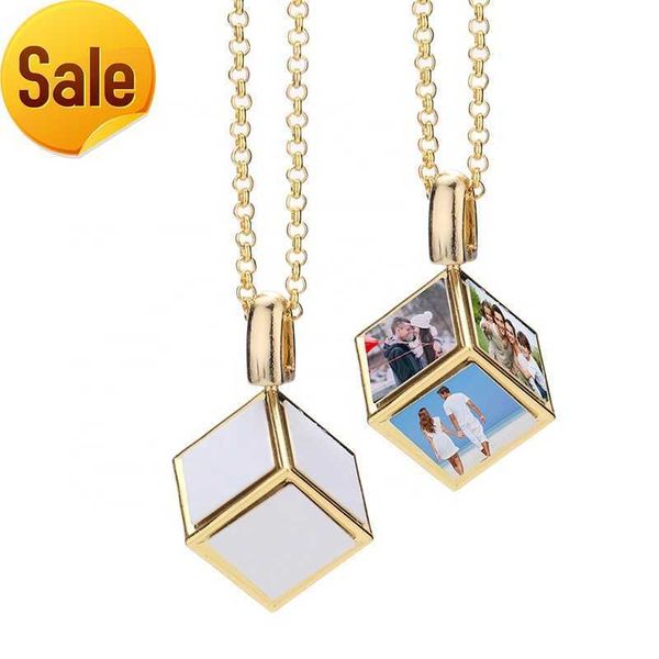 

new metal custom sublimation cube necklace blanks necklace jewelry, Silver