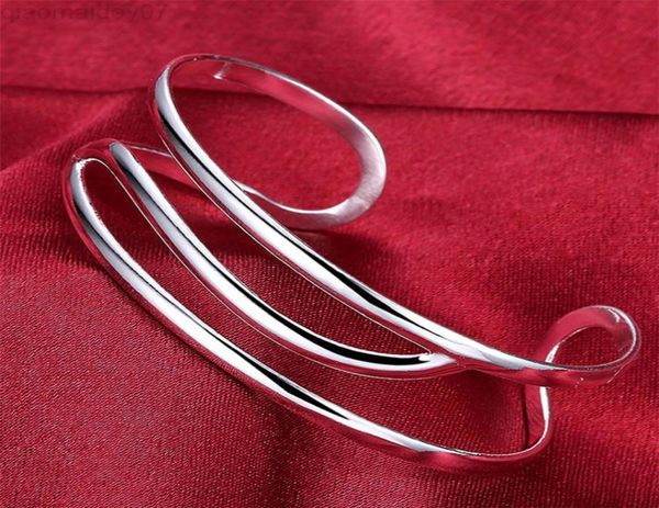 

new 925 silver three circle line bangle cuff bracelet for woman wedding engagement fashion charm party jewelry l2208129518932, Black