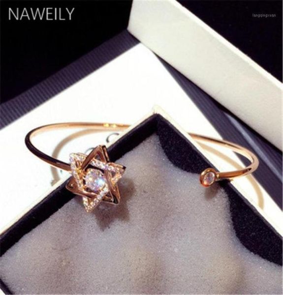 

bangle naweily exquisite star bangles women cubic zirconia open pulseira feminina fashion jewelry nwls25311699510, Black