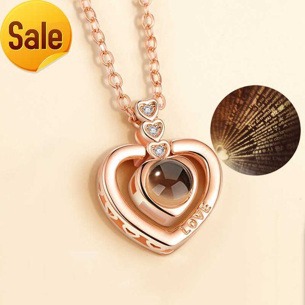 

love gifts rose gold silver 100 languages i love you statement necklace love memory pendant jewelry trendy necklace