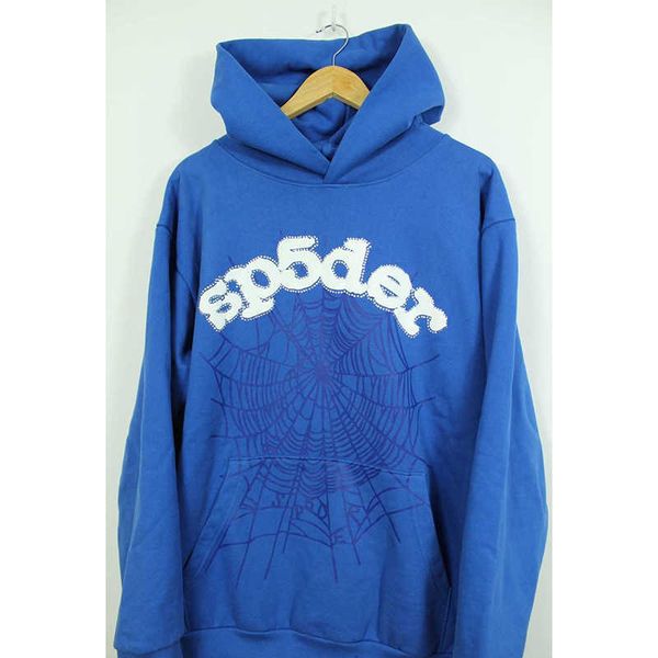 

men's hoodies fashion sp5der 555555 sweatshirts designer blue hoodie men women 1 foam printing spider web young bandit sweater, Black