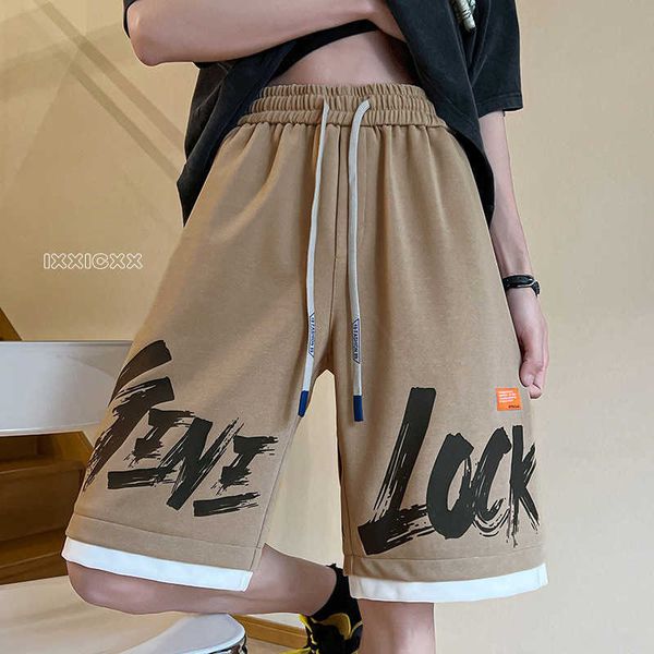

men's shorts 2023 summer american fashion high street ruffian shuai casual five point sports basketball dk90-p45, White;black