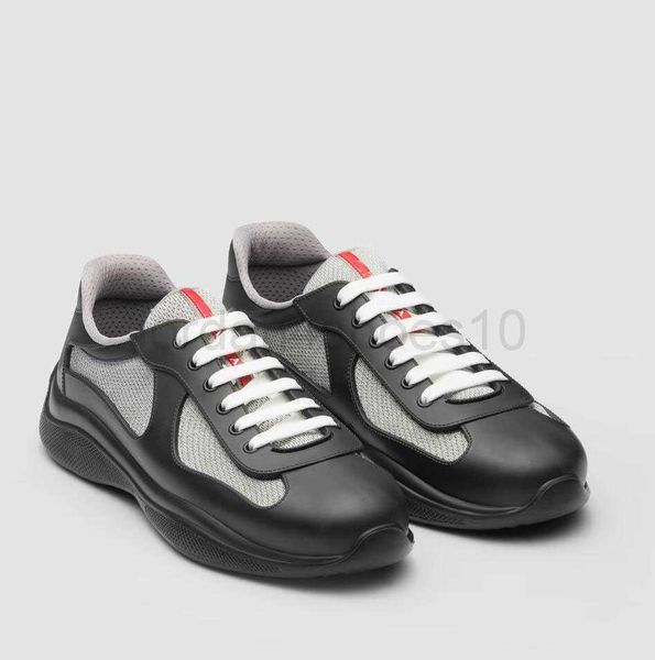 

luxury designer americas cup men sneakers shoes breathable mesh soft rubber bike trainers technical fabric calfskin casual walking blue blac