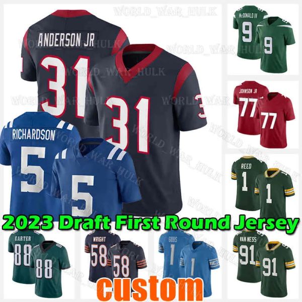 

houston''texans''will anderson jr. jersey mcdonald iv jaden reed josh downs green bayes packer lukas van ness 2023 draft, Black;gray