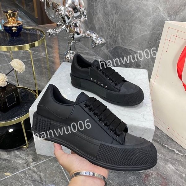

2023new mens quality designer sneaker lace up genuine leather sneakers fashion womens casual designer sneaker, Black