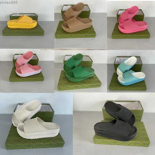 

designer sandals men's interlocking slide sandal platform rubber beach slippers flat thick sole bathroom home shoes black hole safflowe