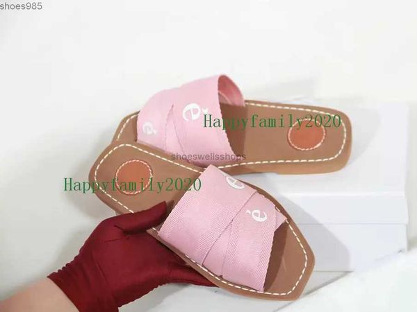 

2021 women woody slipper summer rubber sandals beach sliders scuffs indoor shoes designer canvas cross woven outdoor peep toe slipper flip f, Black