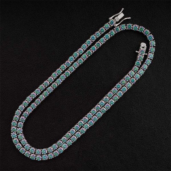 

moissanite tennis chain 925 sterling silver golden plated 3mm 4mm 1ct red blue colored moissanite tennis chain