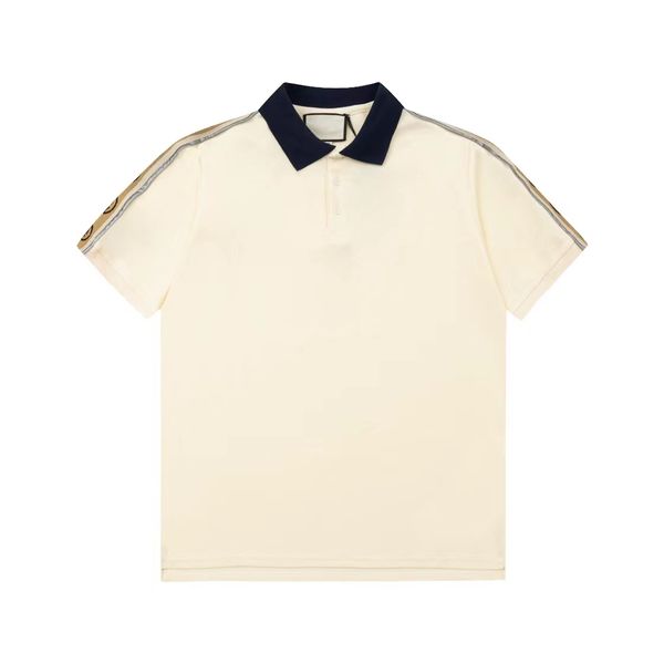 

men's and women's classic reflective ribbon short sleeve polo shirt shirt customized high weight fabric t-shirt versatile fashion, White;black