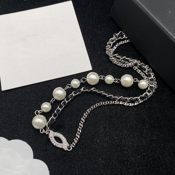 

designer channel necklace luxury brand classic pendant women's jewelry geometric fashion necklace daily accessories pendant necklace, Silver