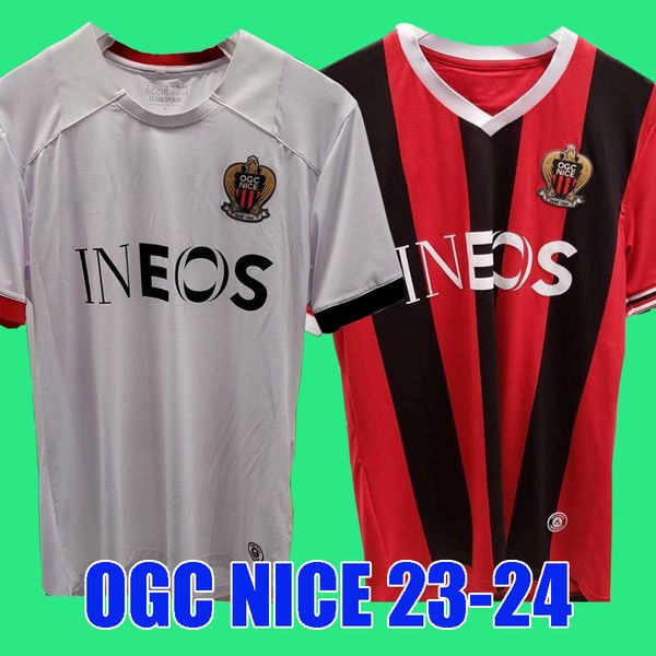 

23 24 ogc nice fc soccer jerseys t. moffi pepe laborde s. diop 2023 2024 ogcnice football shirts dante kamara atal maillot de foot home away, Black;yellow