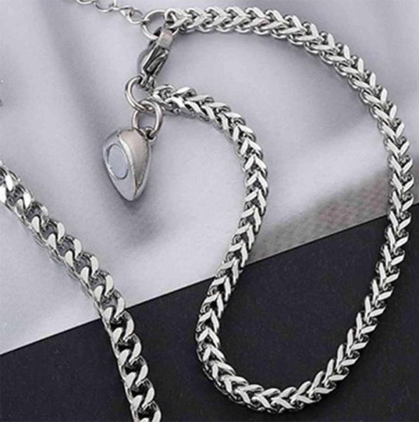 

2pcs couple stainless steel matching bracelet love chain magnetic casual attraction2071859, Black