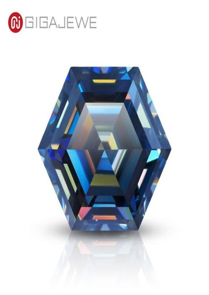 

gigajewe loose moissanite handcutting hexagon cut blue color vvs1 premium gems for jewelry making4914267, Black
