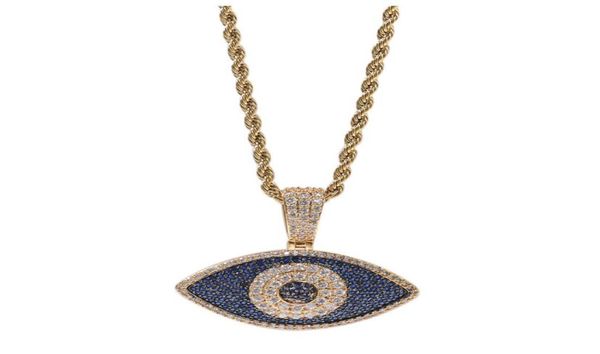 

hip hop cubic zirconia bling ice out mixed color eyes pendants necklaces for men women rapper jewelry9859861, Silver