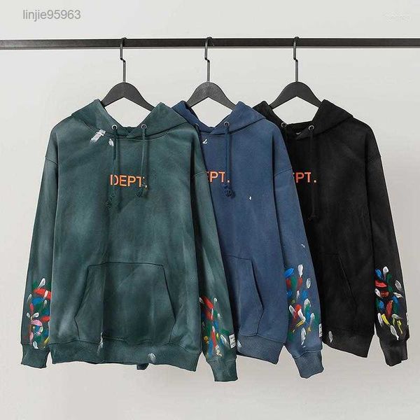 

men's hoodies gall speckle graffiti letter print men women high street and hooded cotton hip hophr1b, Black