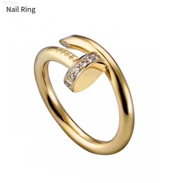 

luxury famous brand designers jewelry nail ring with zircon diamond 18k gold plated stainless steel ring, Silver