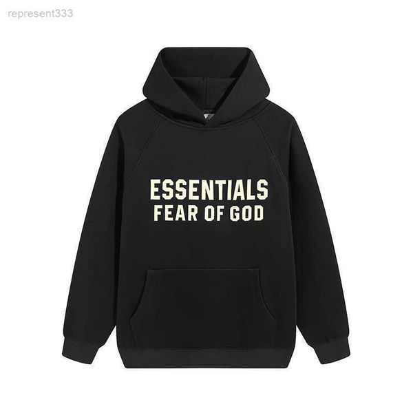 

essentialclothing 22ss trendy brand new fear god season flocked men's and plush hoodie wkoo b8cj b8cj, Black