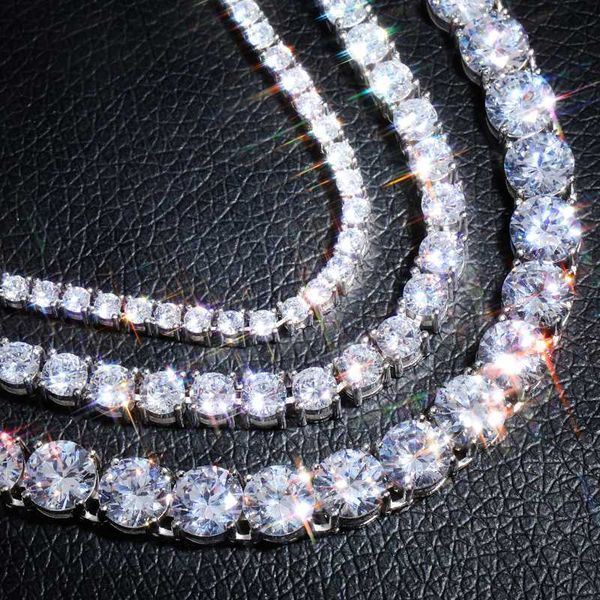 

vvs white tennis moissanite chain bracelet women custom real diamond gold 3mm sterling silver 925 hip hop tennis chain necklace