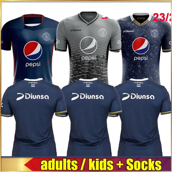 

23 24 honduras motagua mens soccer jerseys fc villafranca sanchez r.moreira j.moncada home blue shirt 2023 2024 football shirts uniforms jer, Black;yellow
