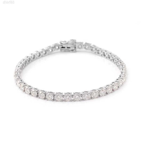 

s925 sterling silver tennis chain hip hop style 4mm round moissanite bracelet tennis chain