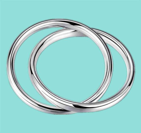 

925 sterling silver bangles women lines smooth solid fashion jewelry4284239, Black