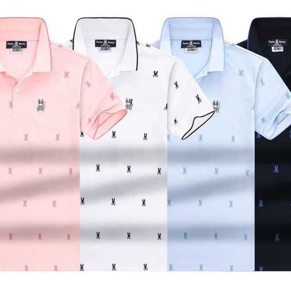 

psycho bunny polo t shirt 23 new fashion brand cartoon skeleton rabbit full screen printed embroidered collar for men's casual pearl fl, White;black