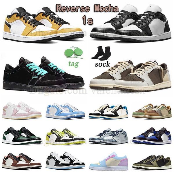 

2023 designer jumpman 1 low basketball shoes reverse mocha 1s tiffany blue laser orange panda men women sneaker black phantom chicago bred t