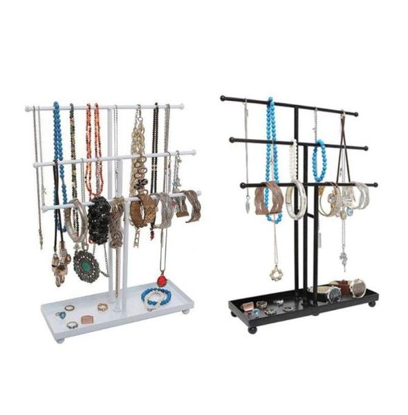 

jewelry pouches bags metal 3 tier tablebracelet necklace organizer display tree rack c1fc4440450, Pink;blue