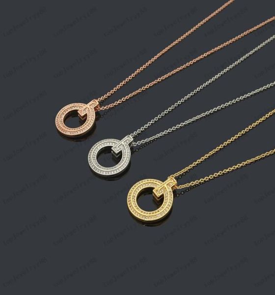 

luxury circle full diamond pendant necklace designer cshaped half diamond earrings stainless steel couple christmas gift with ori1993592, Silver