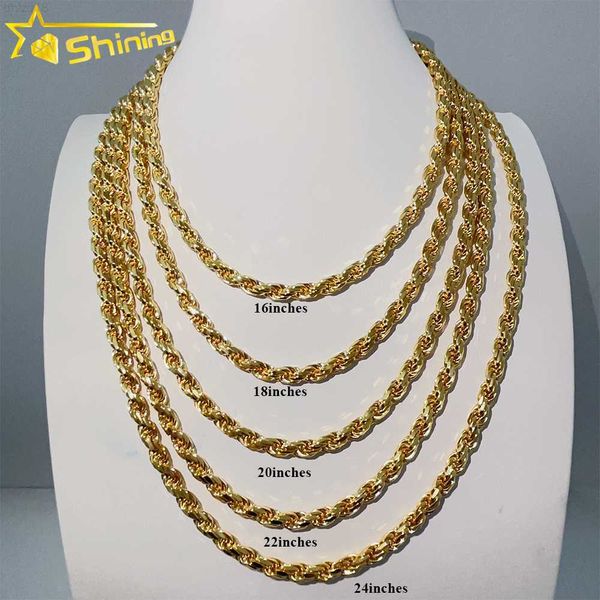 

6mm sterling silver 925 gold plated rope chains for men