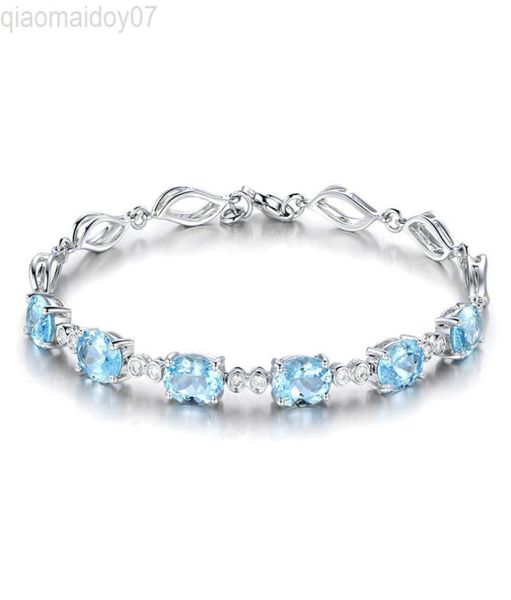 

new style 925 silver bracelet nning sapphire silver bracelet for woman charm jewelry gift l2208086420631, Black