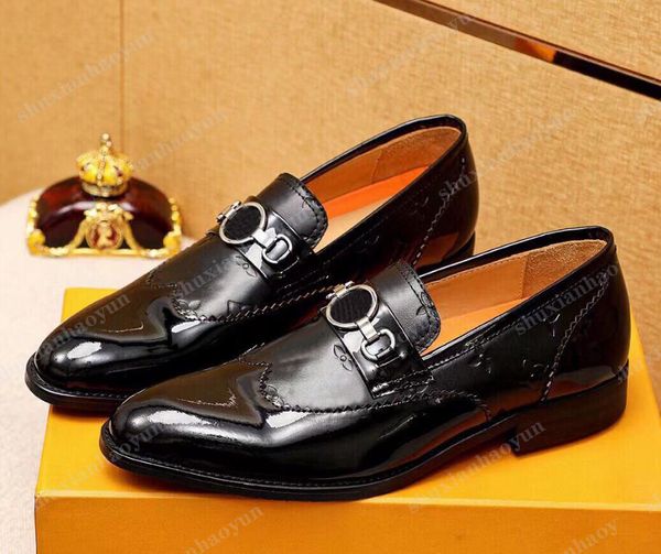 

men's dress shoes casual flats bottom loafers fashion luxury metal button classic driving shoes for men with original box size 35-45, Black